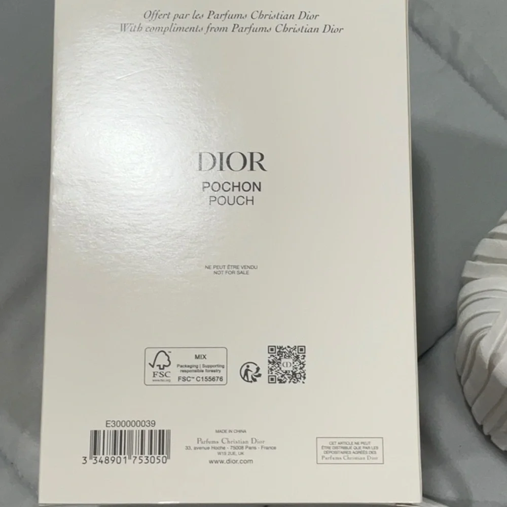 Dior White Cosmetic Case with Elegant Pleats